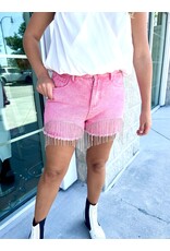 Rhinestone Fringe Denim Shorts