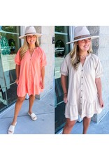 V Neck Button Down Dress