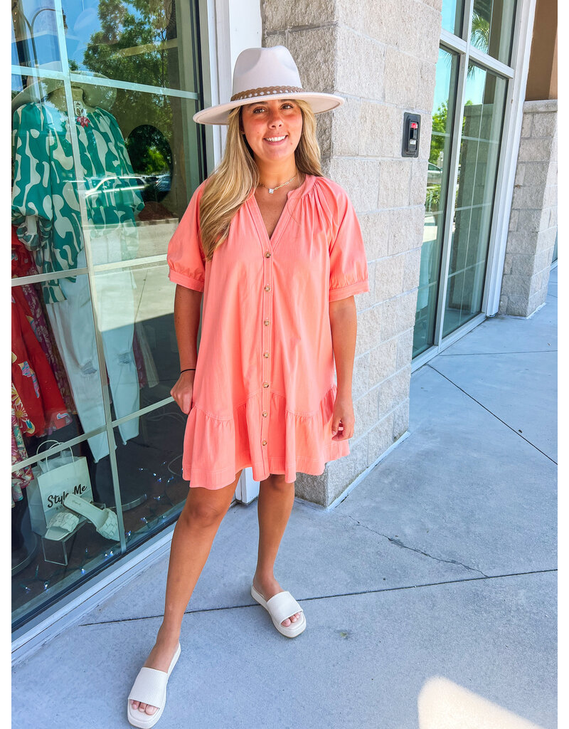 V Neck Button Down Dress