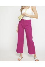 Wide Leg Cropped Jeans - Magenta