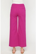 Wide Leg Cropped Jeans - Magenta