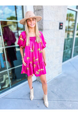 Cheetah Satin Puff Sleeves Dress