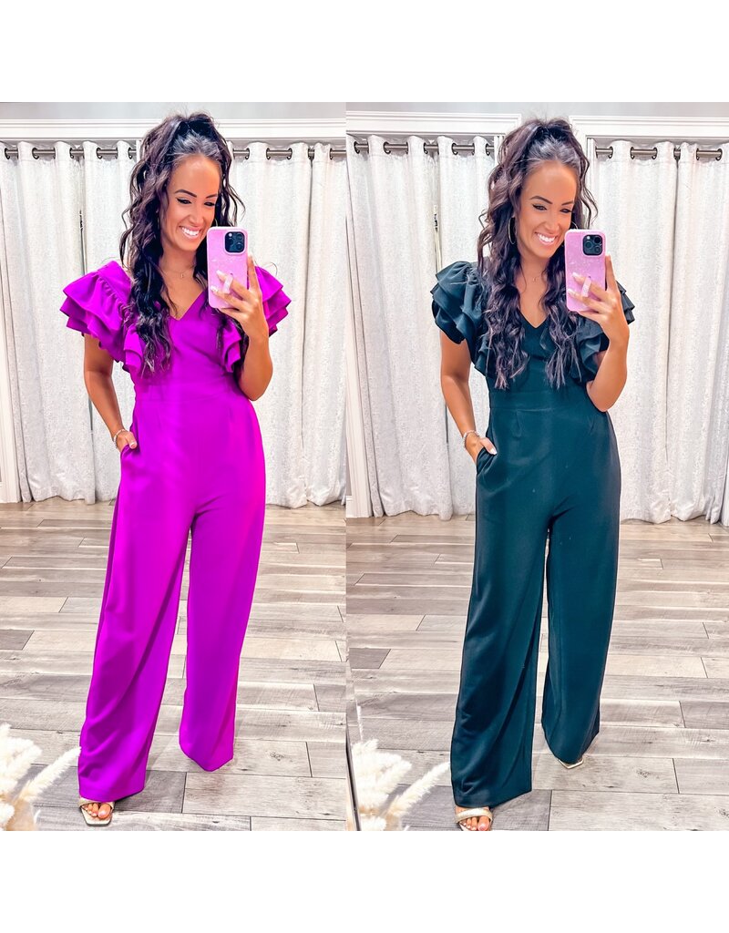 Ruffled Shoulders Jumpsuit