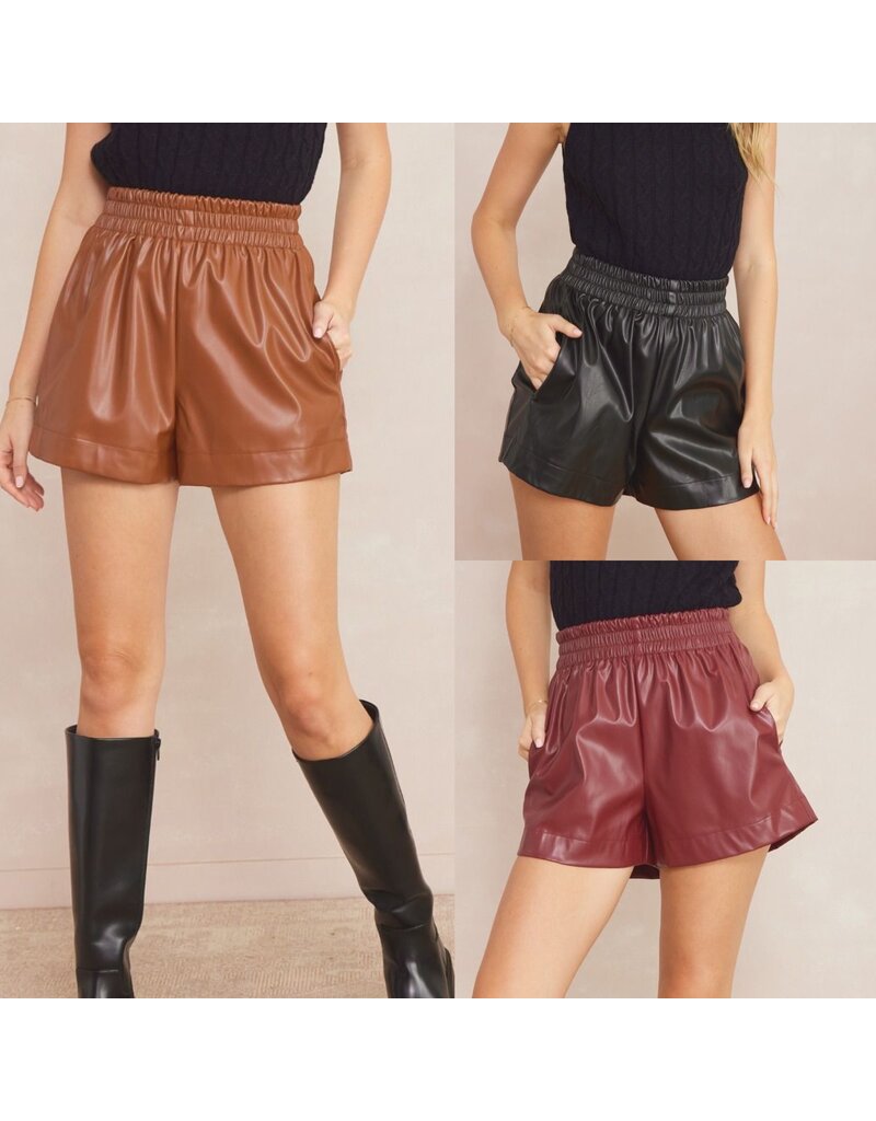 Pleather High Waist Shorts