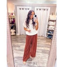 Pleated Satin Wide Leg Pants