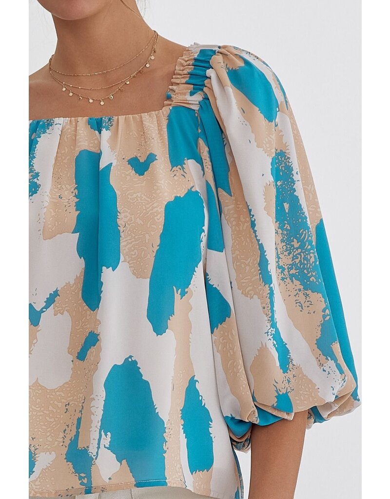 Abstract Bubble Sleeves Top