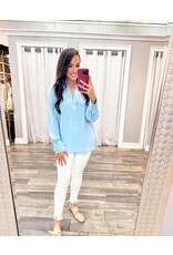 V Neck Collared Top - Chambray