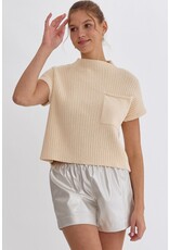 Mock Neck Pocket Sleeveless Sweater