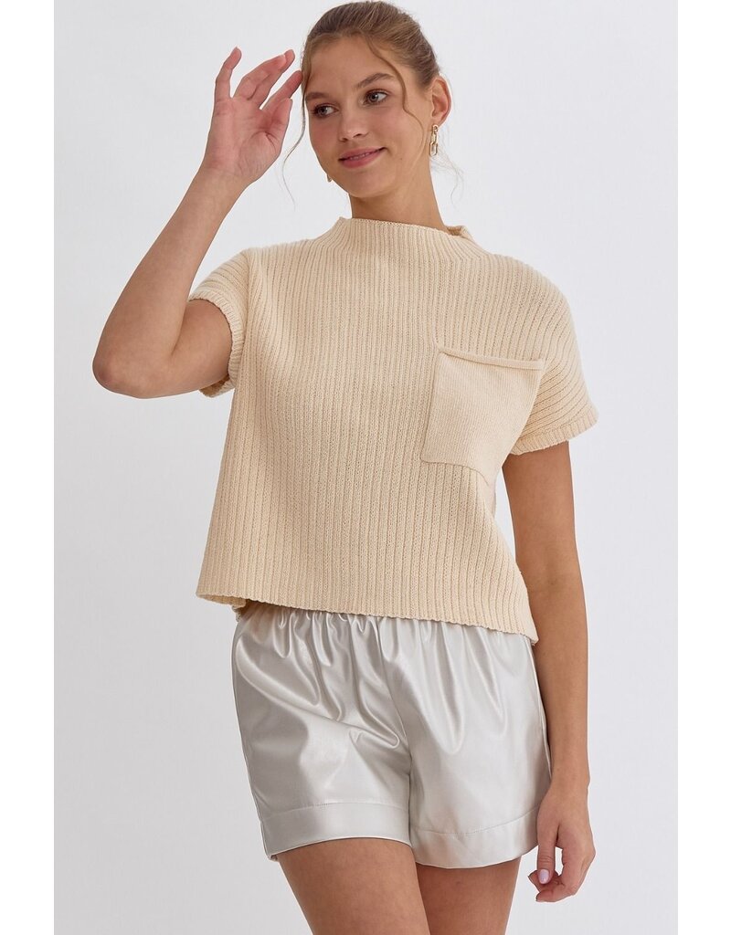 Mock Neck Pocket Sleeveless Sweater