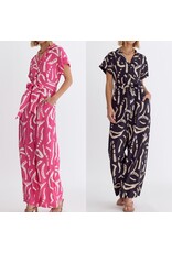 Abstract Button Up Jumpsuit