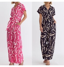 Abstract Button Up Jumpsuit