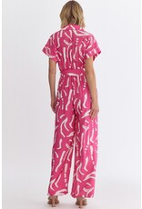 Abstract Button Up Jumpsuit