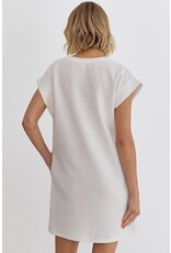Sparkle Trim Textured Dress - White