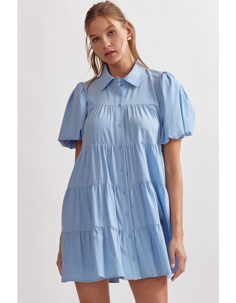 Puff Sleeves Button Down Dress