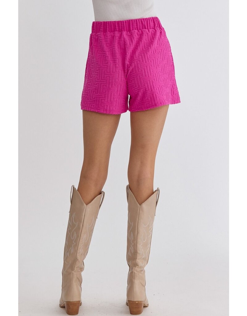 Aztec Textured Shorts - Fuchsia