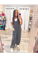 Ribbed Slouchy Jumpsuit - Charcoal