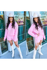 Sequin Star Fringe Shorts - Pink