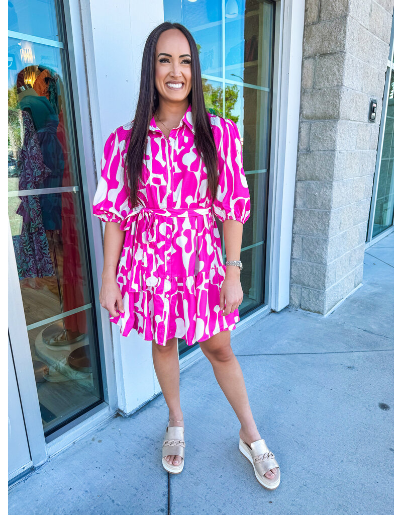 Abstract Button Down Dress