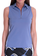 Golftini Golftini Sleeveless Zip Tech Polo Dusty Blue