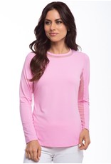 IBKul IBKul Solid Long Sleeve Crew w/ Mesh Candy Pink
