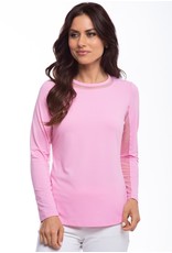 IBKul IBKul Solid Long Sleeve Crew with Mesh Candy Pink