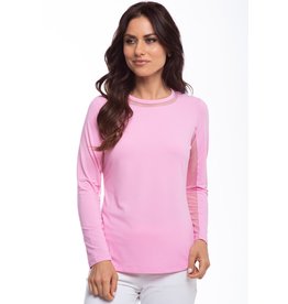 IBKul IBKul Solid Long Sleeve Crew with Mesh Candy Pink