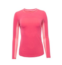 IBKul IBKul Solid Long Sleeve Crew with Mesh Watermelon