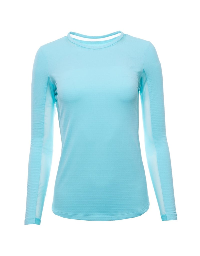 IBKul IBKul Solid Long Sleeve Crew with Mesh Seafoam