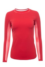 IBKul IBKul Solid Long Sleeve Crew with Mesh Red