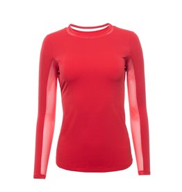 IBKul IBKul Solid Long Sleeve Crew w/ Mesh Red