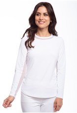 IBKul IBKul Solid Long Sleeve Crew with Mesh White