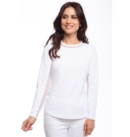 IBKul IBKul Solid Long Sleeve Crew with Mesh White