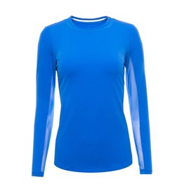 IBKul IBKul Solid Long Sleeve Crew with Mesh Blue