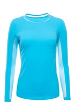 IBKul IBKul Solid Long Sleeve Crew with Mesh Turquoise
