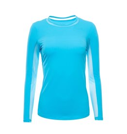 IBKul IBKul Solid Long Sleeve Crew with Mesh Turquoise