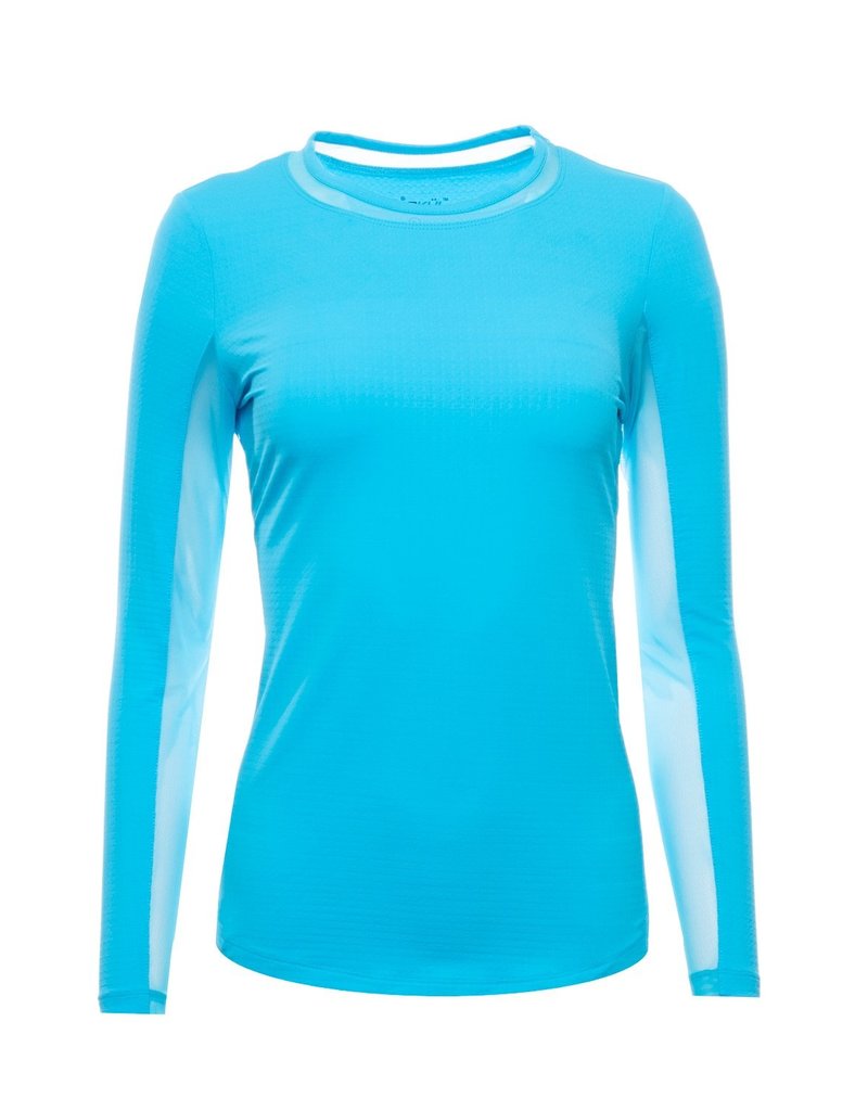 IBKul IBKul Solid Long Sleeve Crew with Mesh Turquoise
