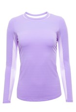 IBKul IBKul Solid Long Sleeve Crew with Mesh Lavender