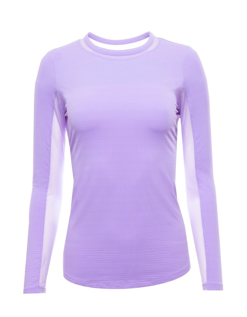IBKul IBKul Solid Long Sleeve Crew with Mesh Lavender