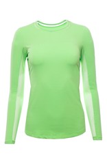 IBKul IBKul Solid Long Sleeve Crew with Mesh Lime