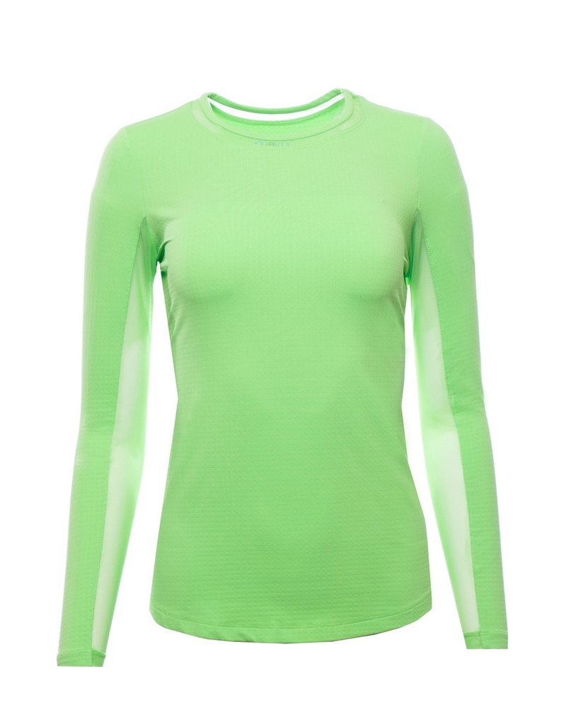 IBKul IBKul Solid Long Sleeve Crew with Mesh Lime