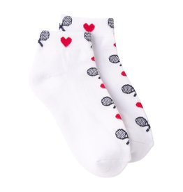 K.Bell Love Tennis Half Cushion Ankle Socks  White O/S
