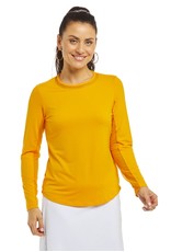 IBKul IBKul Solid Long Sleeve Crew with Mesh Orange Peel