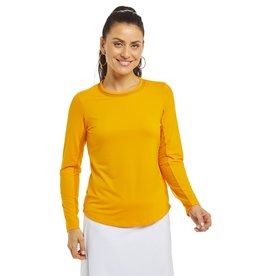 IBKul IBKul Solid Long Sleeve Crew w/ Mesh Orange Peel