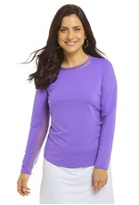 IBKul IBKul Solid Long Sleeve Crew with Mesh Plum