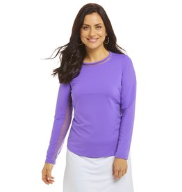 IBKul IBKul Solid Long Sleeve Crew with Mesh Plum