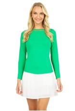 IBKul IBKul Solid Long Sleeve Crew with Mesh Green