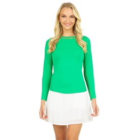 IBKul IBKul Solid Long Sleeve Crew with Mesh Green