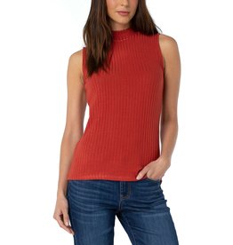 Liverpool Jeans Liverpool Jeans Mock Neck SL Tee Rust Red