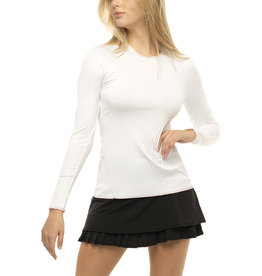 Lucky In Love Lucky In Love Pleated Long Sleeve Crew White