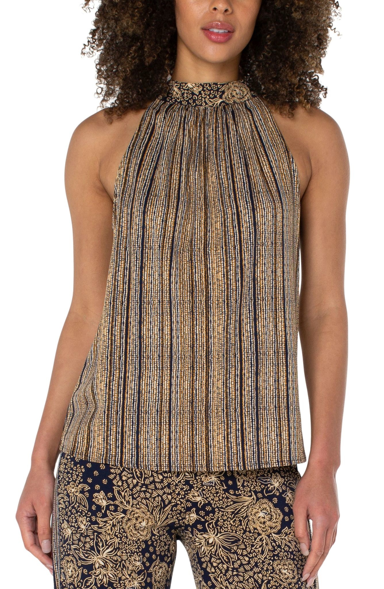 Sleeveless Mock Neck Halter Top w/ Neck Tie DSI - Alexandrite Active u0026 Golf  Wear
